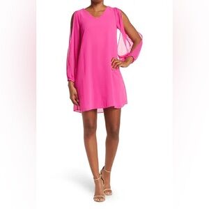 NEW WITH TAGS- Tash & Sophie hot pink dress with open arms. V in front and back.
